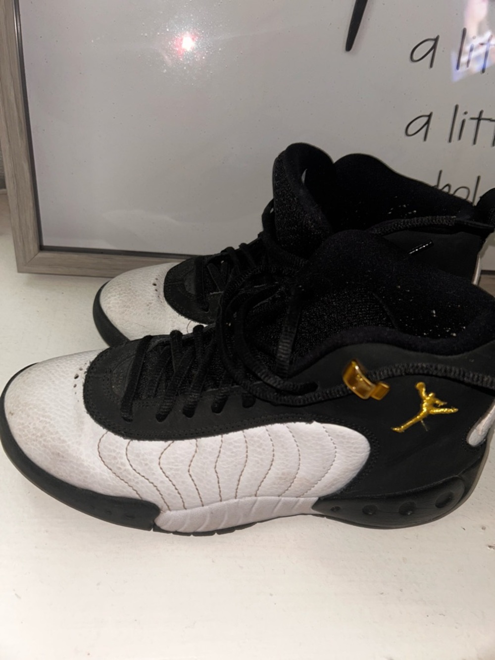 Jordan Kids Basketball Sneakers in Black, White & Gold